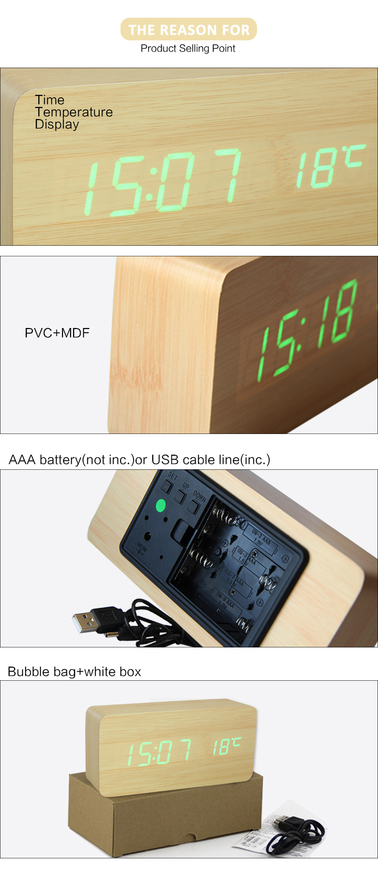 temperature display table clock