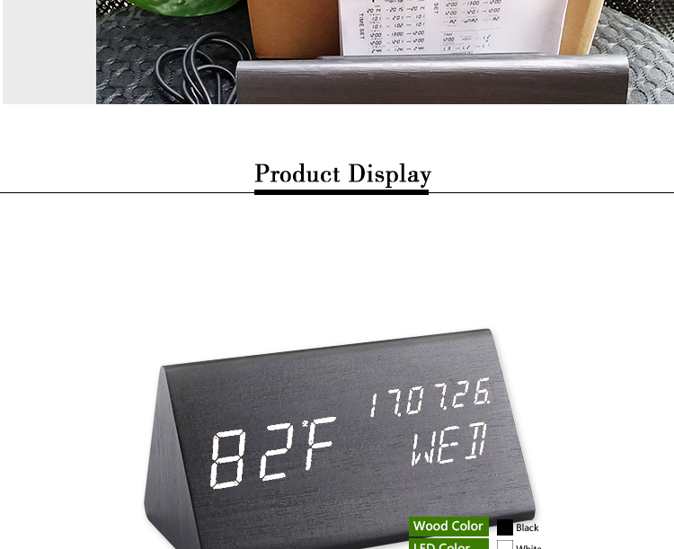 wooden digital LED clock