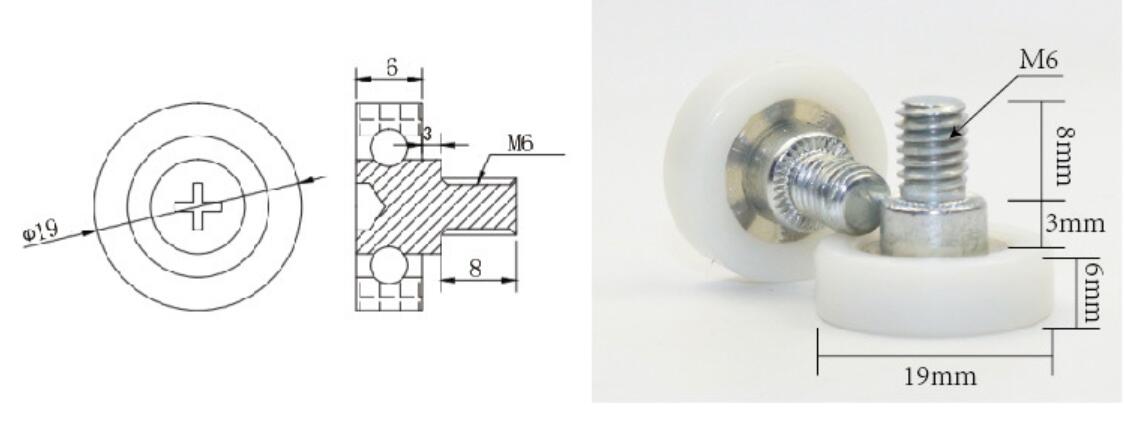POM drawer roller POM drawer roller