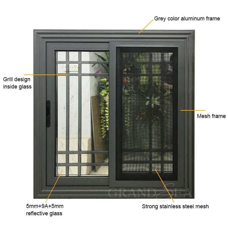 grey aluminium sliding window