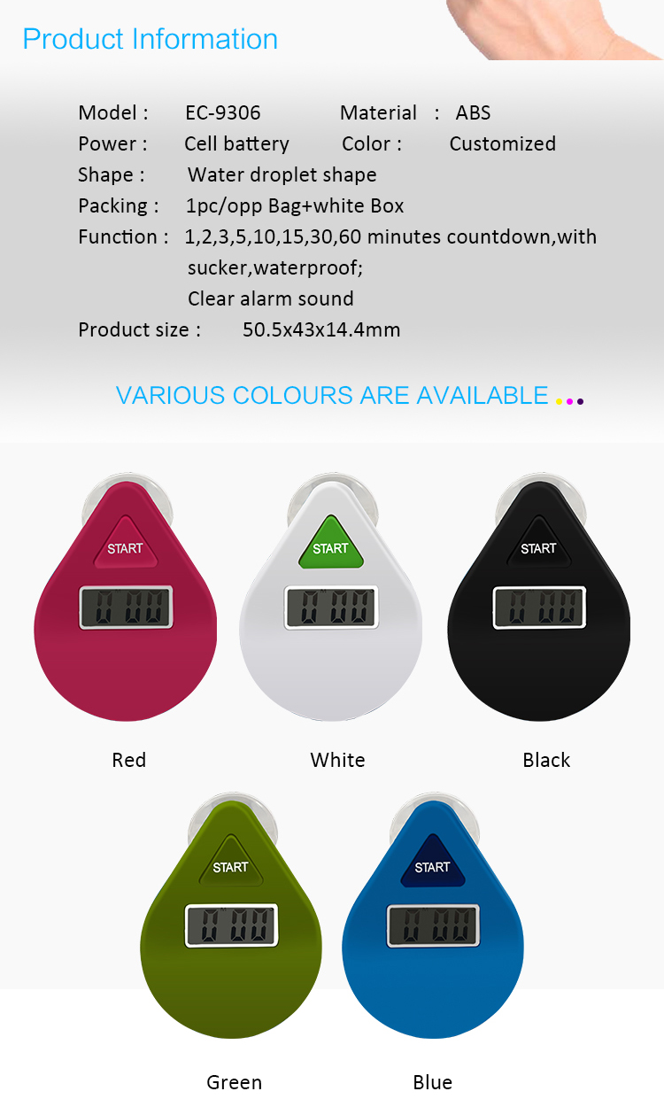 Waterproof countdown shower timer