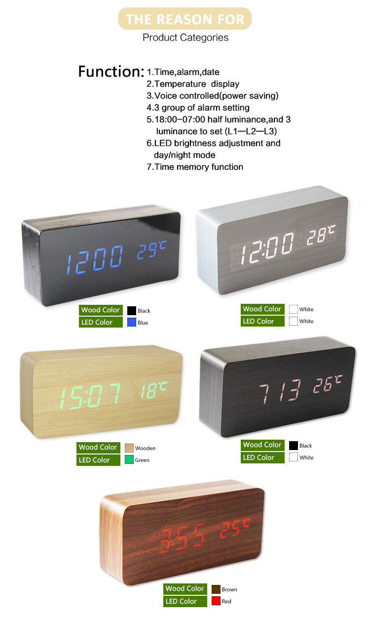 creative digital wooden clock