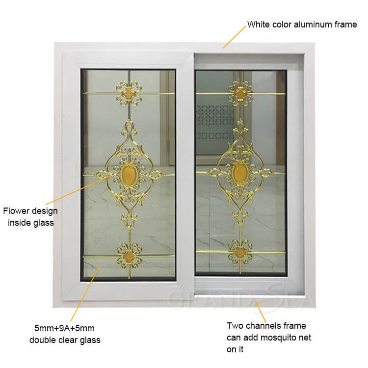 sliding window with flower design