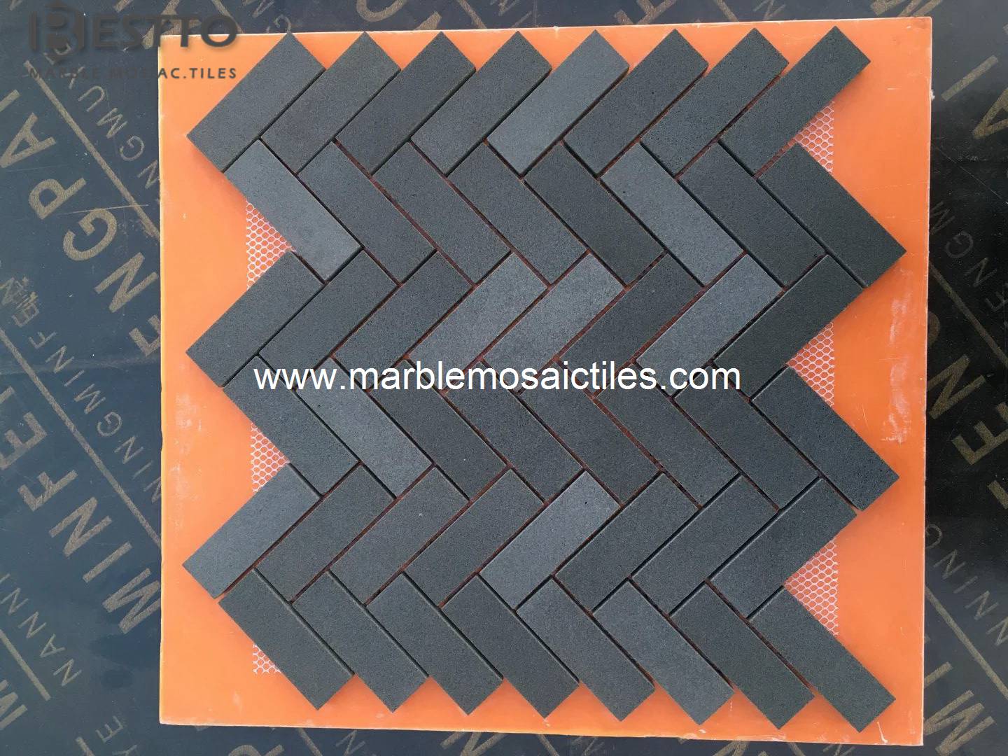 Grey Basalt Herringbone Mosaic