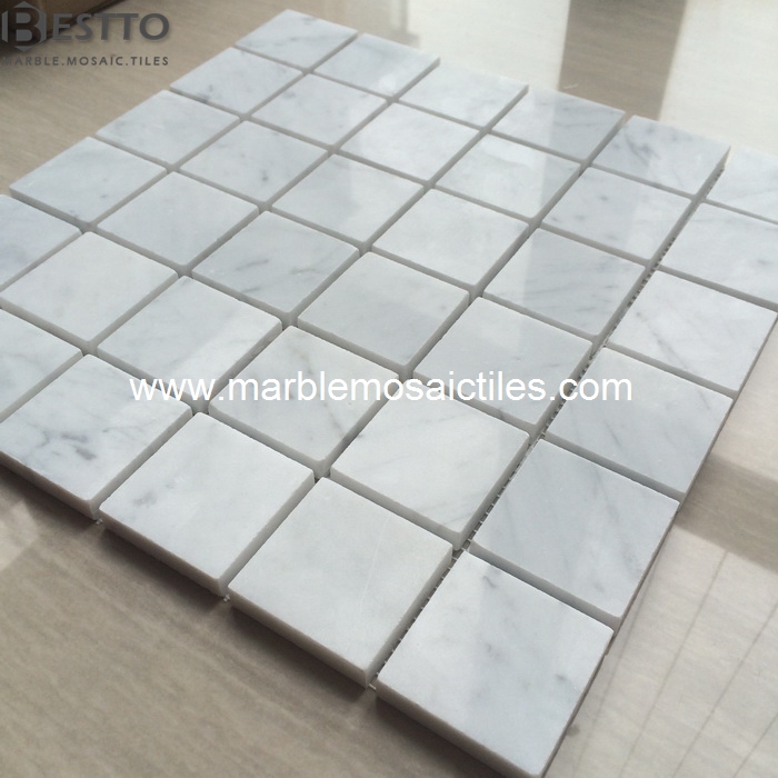 White Carrara Square Mosaic