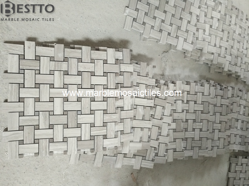 White Wood mosaic Tiles White Wood mosaic Tiles