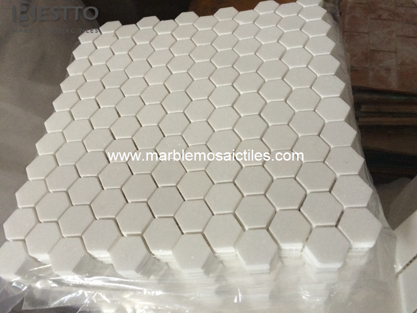 Thassos White Hexagon Mosaic Thassos White Hexagon Mosaic