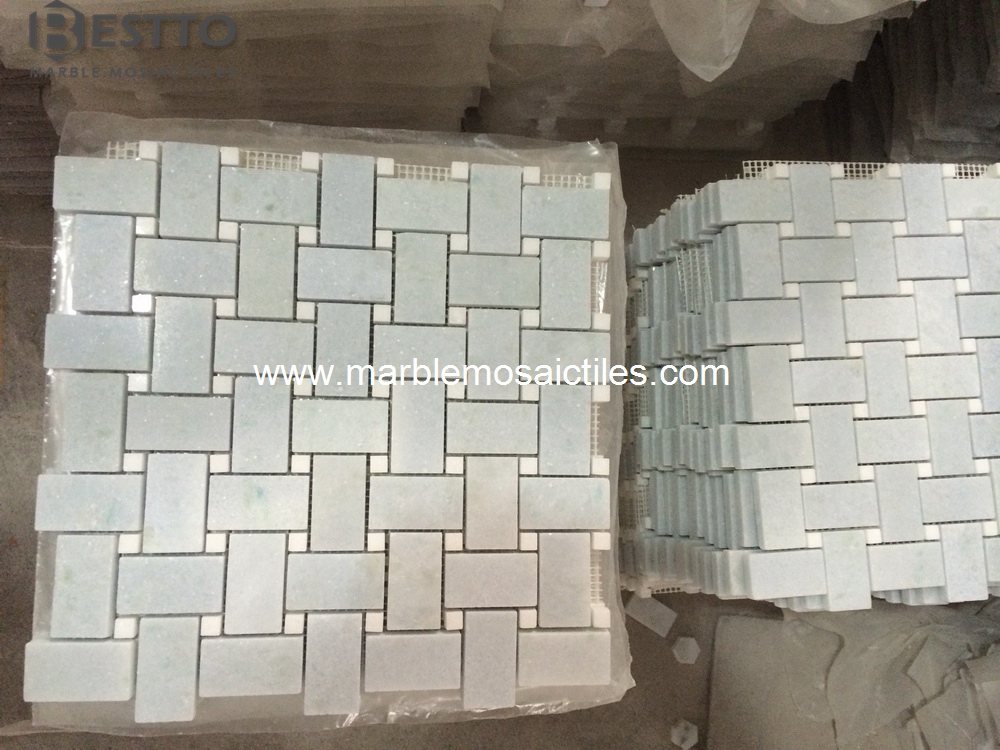 Crystal Blue Basket weave mosaic