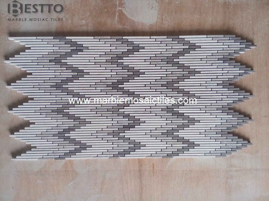 Wooden Marble Strips Mosaic