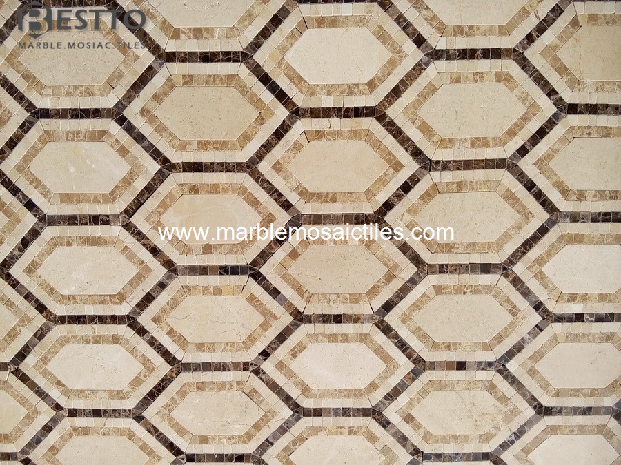 Cream Marfil Hexagonal Mosaic