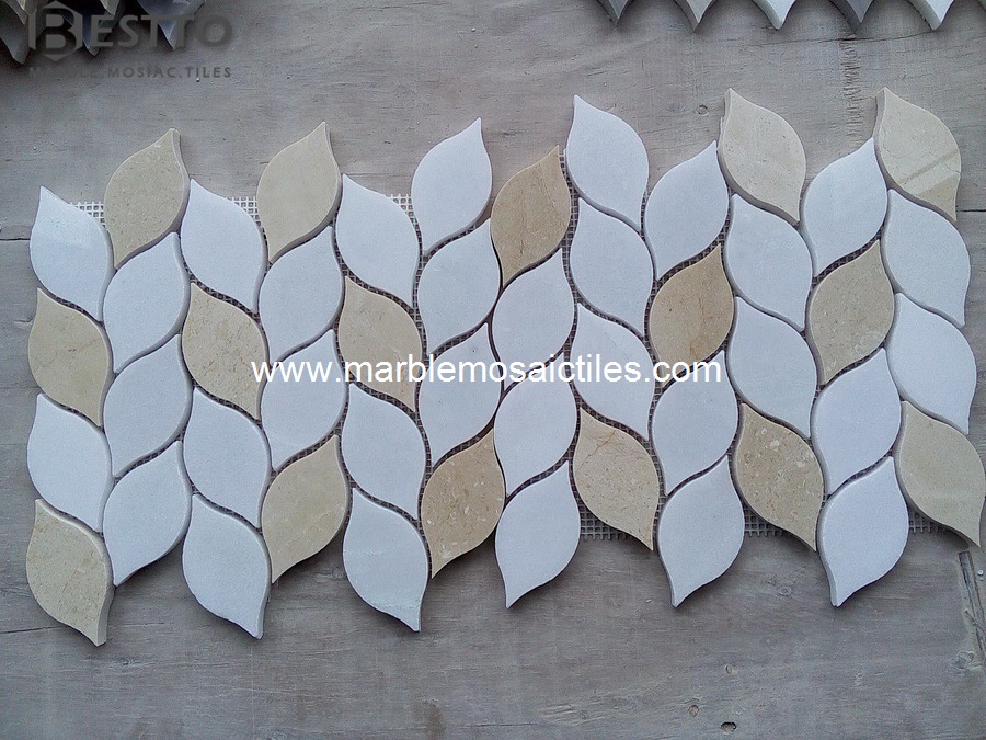 Cream marfil Leaves Mosaic Tiles Cream marfil Leaves Mosaic Tiles