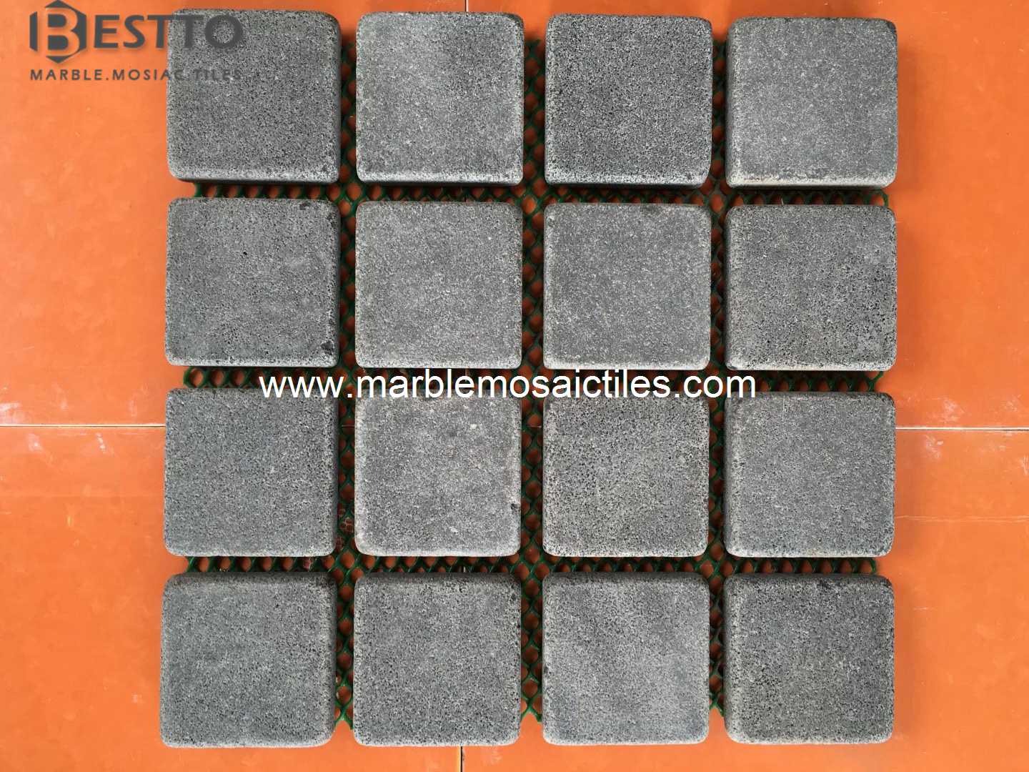 Tumbled Basalt Square Mosaic