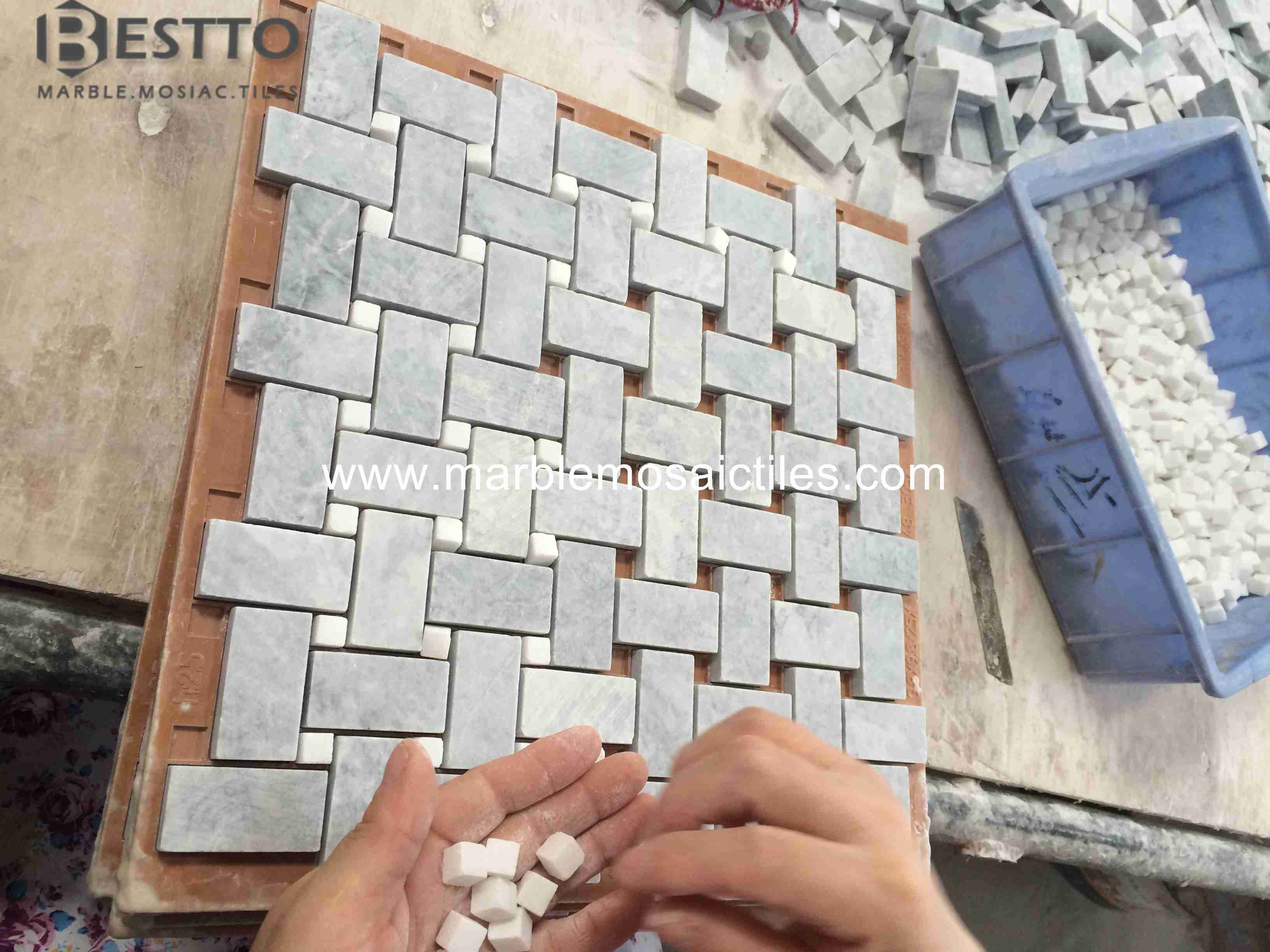 Pacific Grey Marble Basket weave mosaic Pacific Grey Marble Basket weave mosaic