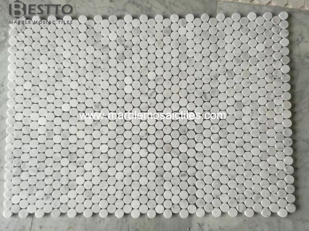 Carrara Penny Round mosaic Carrara Penny Round mosaic