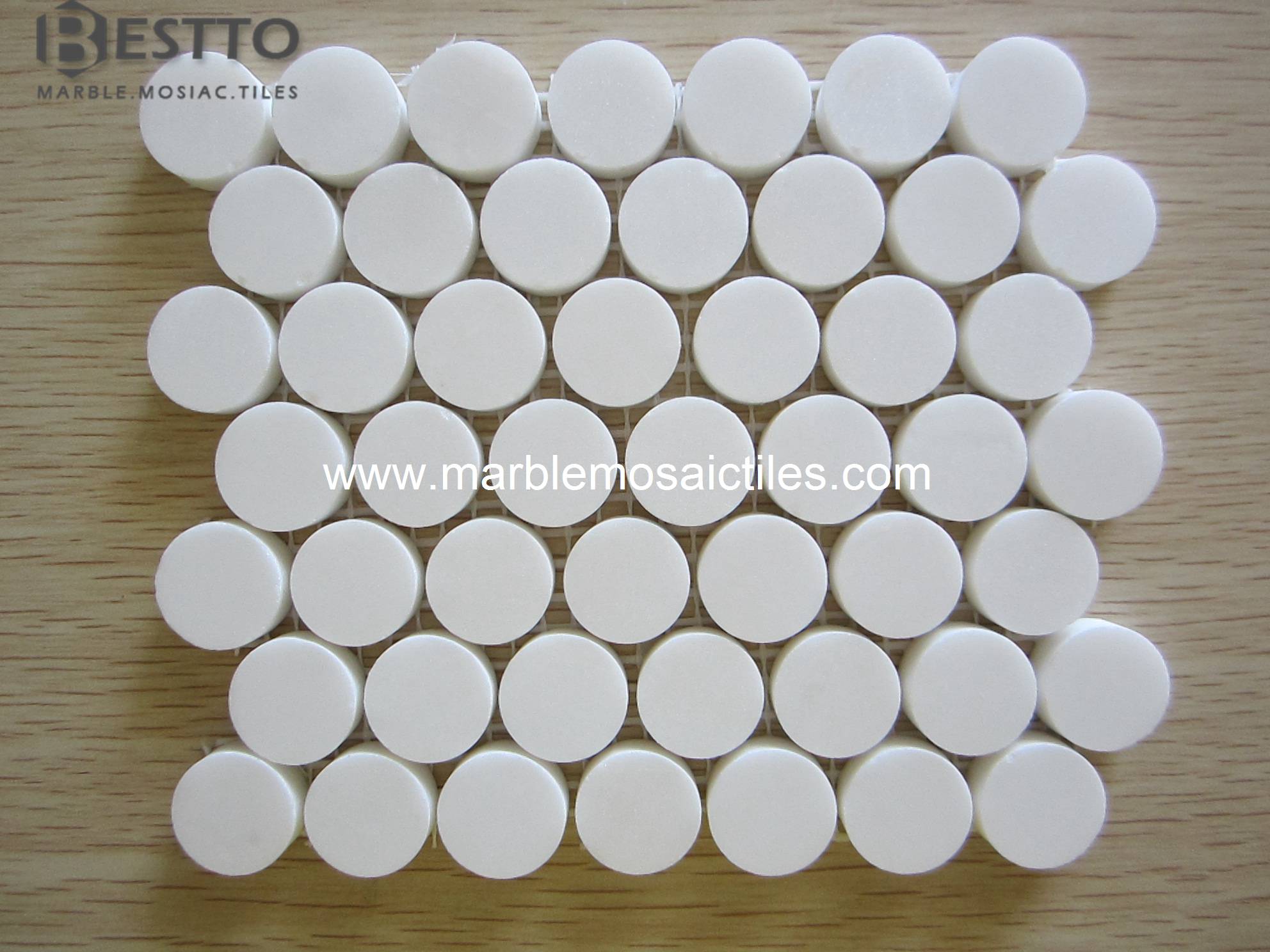 Thassos White Penny Round Mosaic Thassos White Penny Round Mosaic