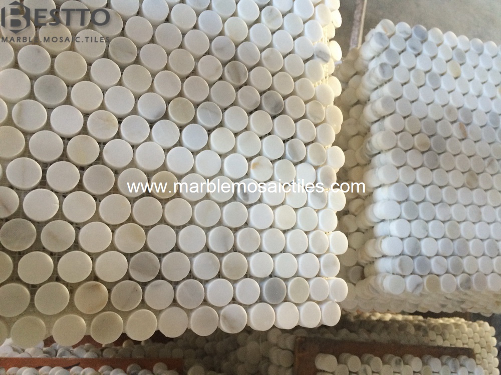 Calacatta Penny Round Mosaic Tile