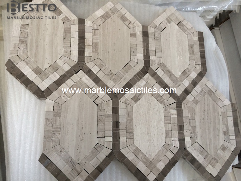 Wooden marble Hexagon Mosaic Wooden marble Hexagon Mosaic