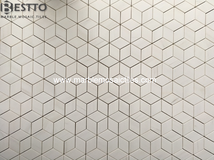 Bianco Dolomiti Rhombus Mosaic Tile