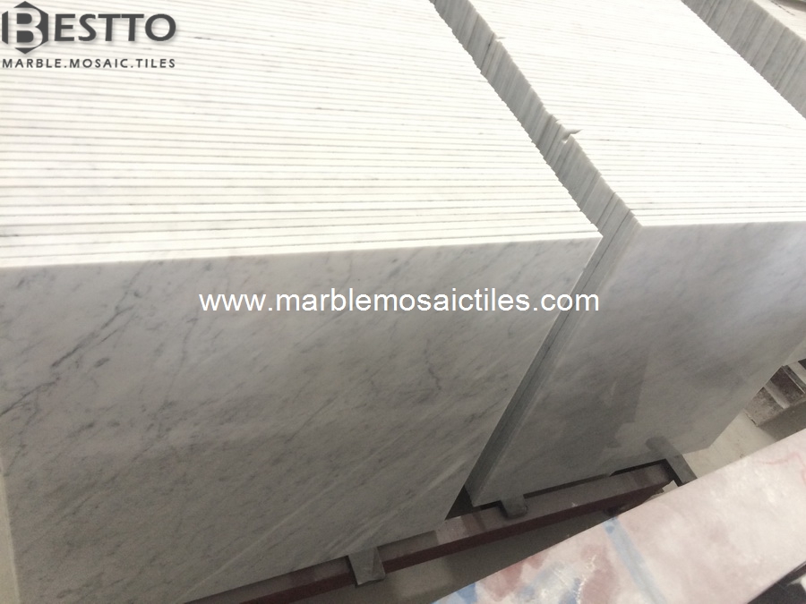 White Carrara Polished Tiles 24''x24''