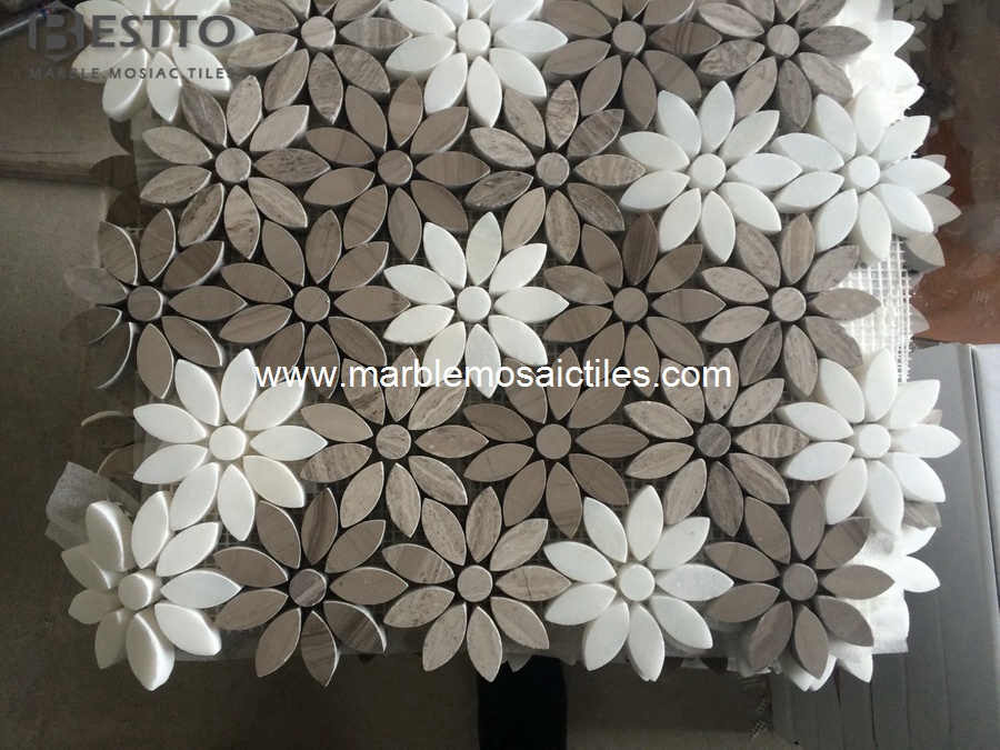 White wood Flower Mosaics White wood Flower Mosaics