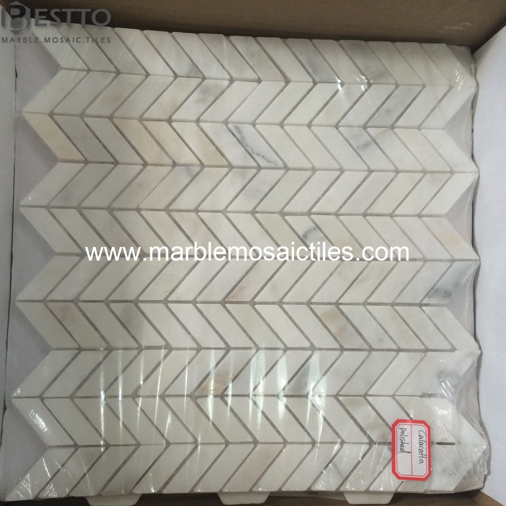 Calacatta Gold Fishbone Mosaic tile Calacatta Gold Fishbone Mosaic tile