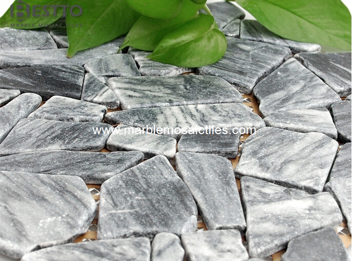 Grey Marble Crazy mix tumbled mosaic tile