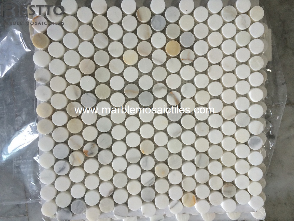 Calacatta Penny Round Mosaic Tile Calacatta Penny Round Mosaic Tile