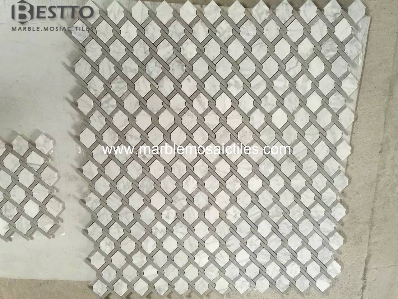 White Carrara Argyle Design