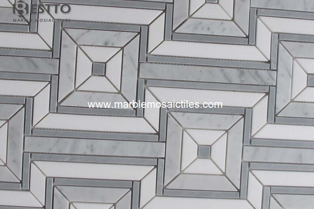 Bardiglio, Carrara and Thassos Mosaic Tile Bardiglio, Carrara and Thassos Mosaic Tile