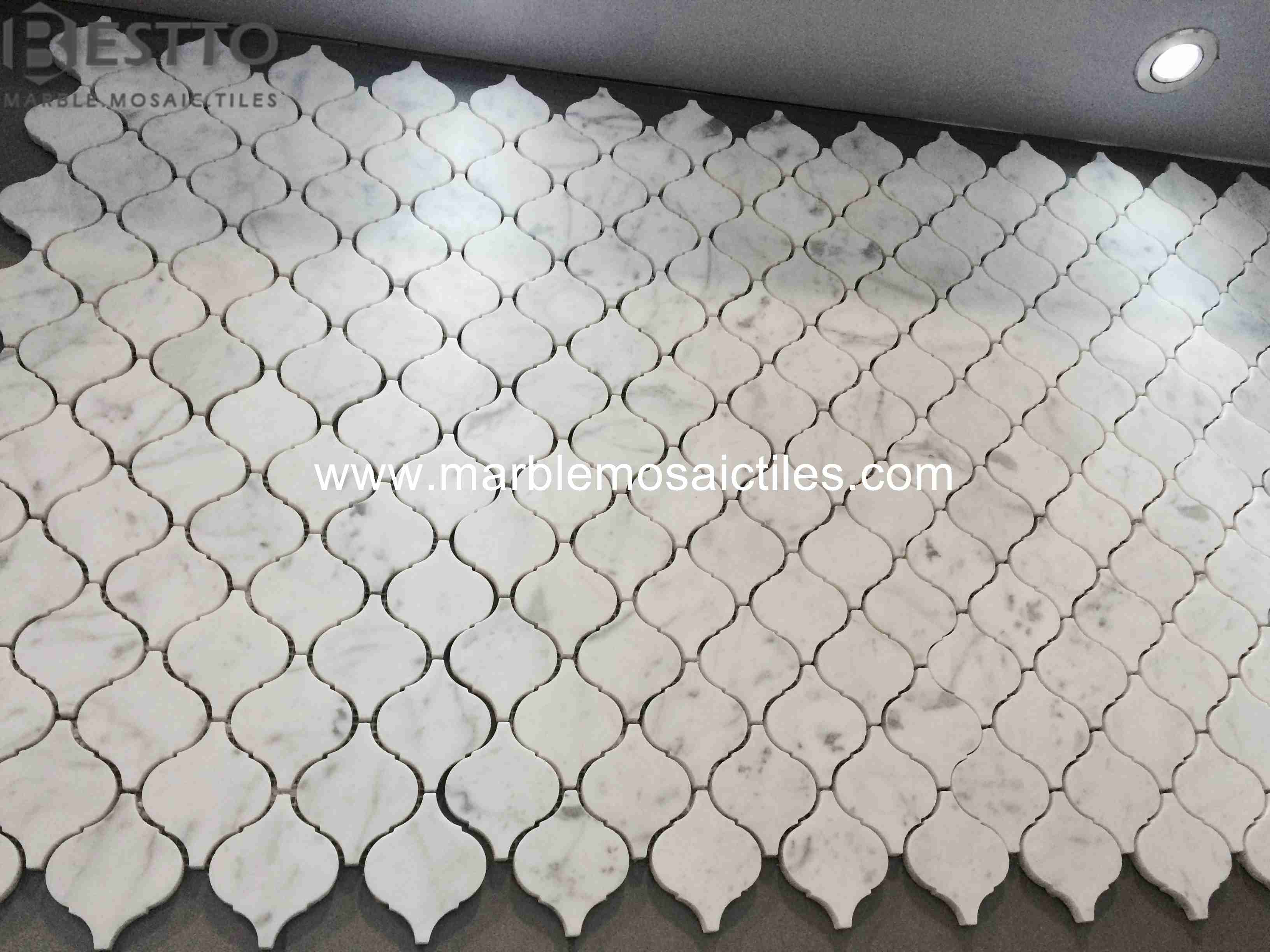 White Carrara Arabesque Mosaic Tile White Carrara Arabesque Mosaic Tile