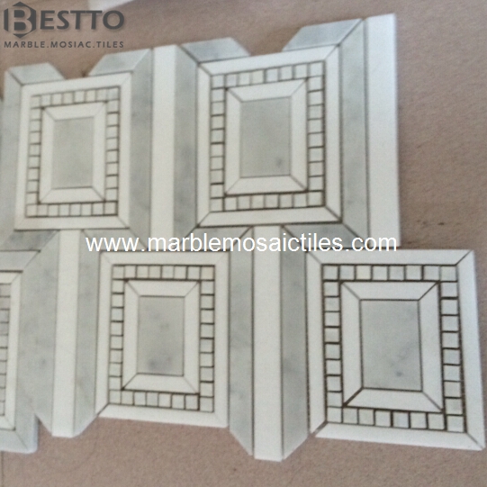 Thassos White and Carrara Grey Mosaic Tile Thassos White and Carrara Grey Mosaic Tile
