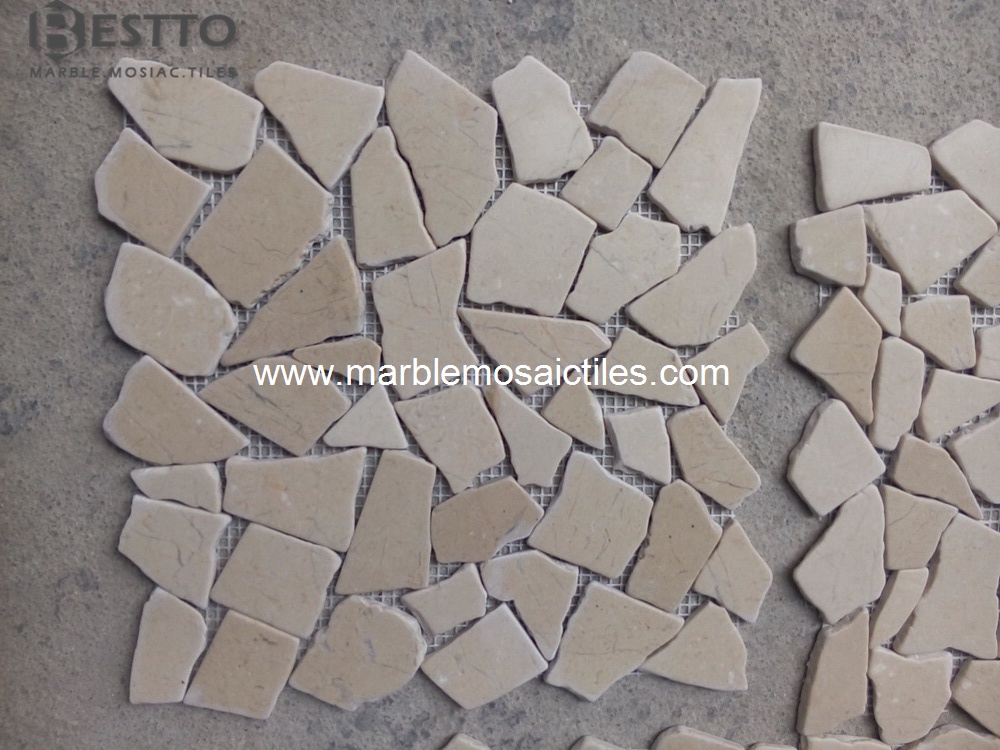 Cream Marble Crazy Mix Mosaic Tile Cream Marble Crazy Mix Mosaic Tile
