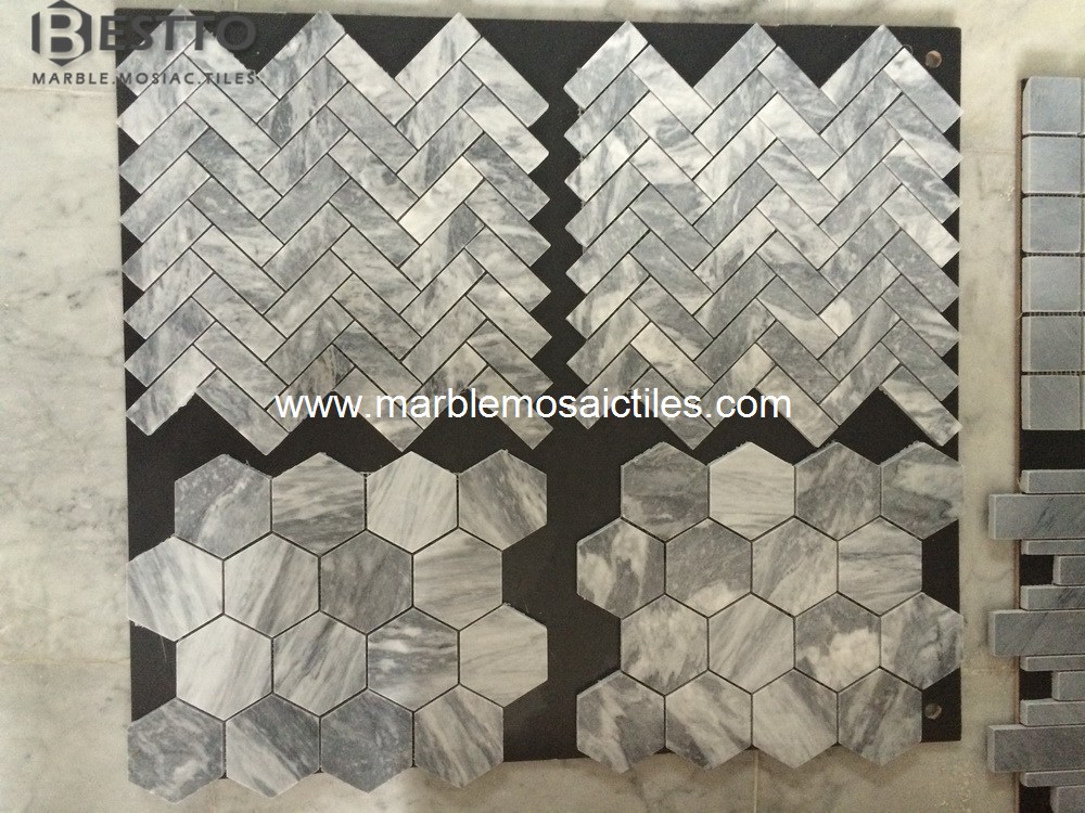 Bardiglio Nuvolato Herringbone Mosaic Bardiglio Nuvolato Herringbone Mosaic