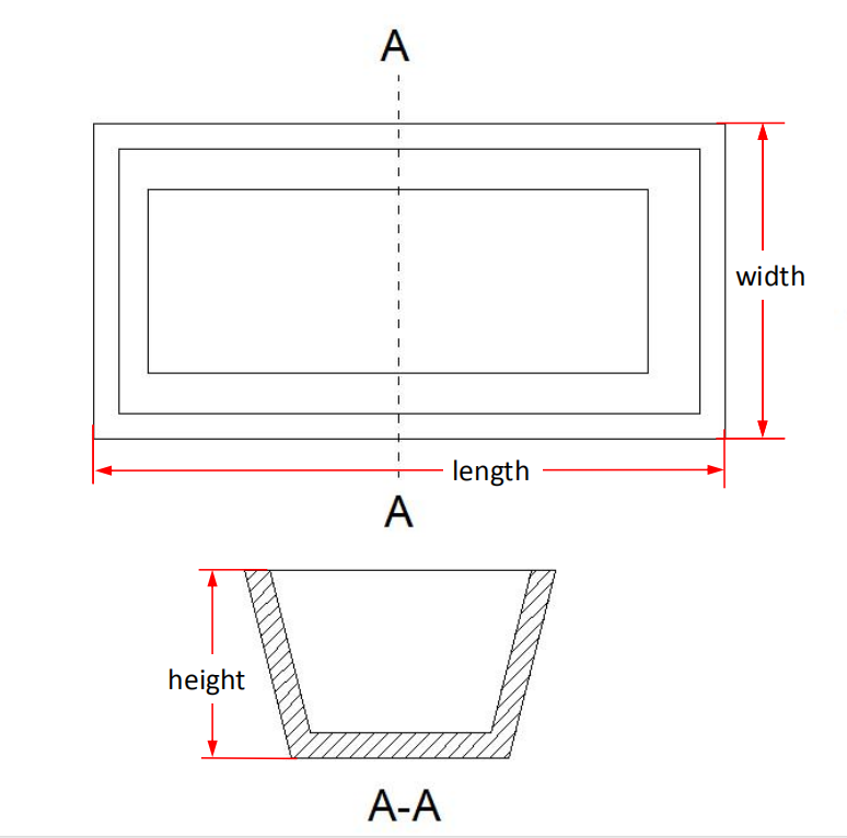 Trapezoidal Alumina boats Corundum Boats size details