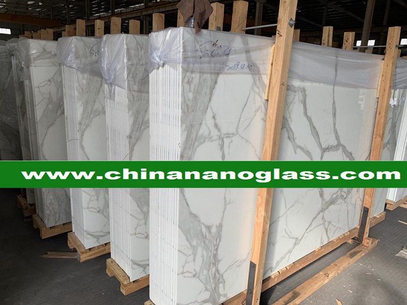 Calacatta Nano Crystal Glass Slab 3