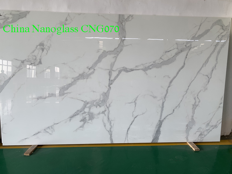 3D Calacatta Marble Effect Crystallized Nano Glass Slab 6