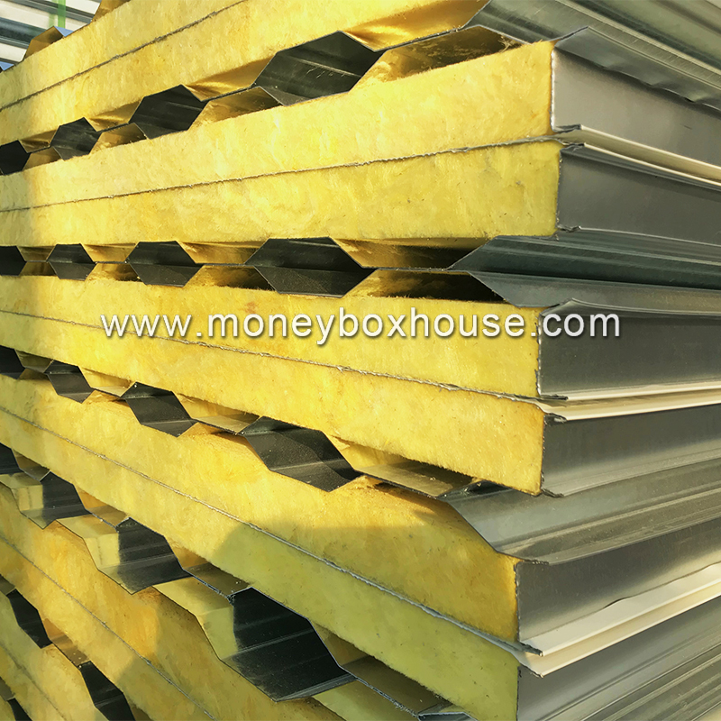 50mm glass wool sandwich panel insulated prefab house wall panel