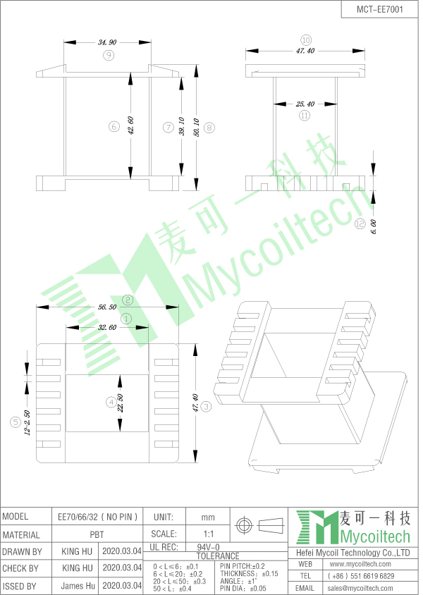 ee70 high frequency transformer bobbin