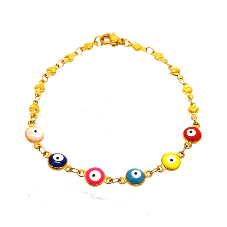 Wholesale Fashion Colorful Beads Stainless Steel Evil Eye Charm Chain Bracelets Wholesale Fashion Colorful Beads Stainless Steel Evil Eye Charm Chain Bracelets
