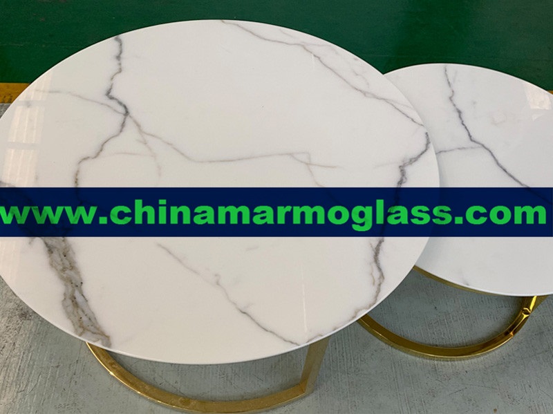 Calacatta Gold Nano Glass Table Tops