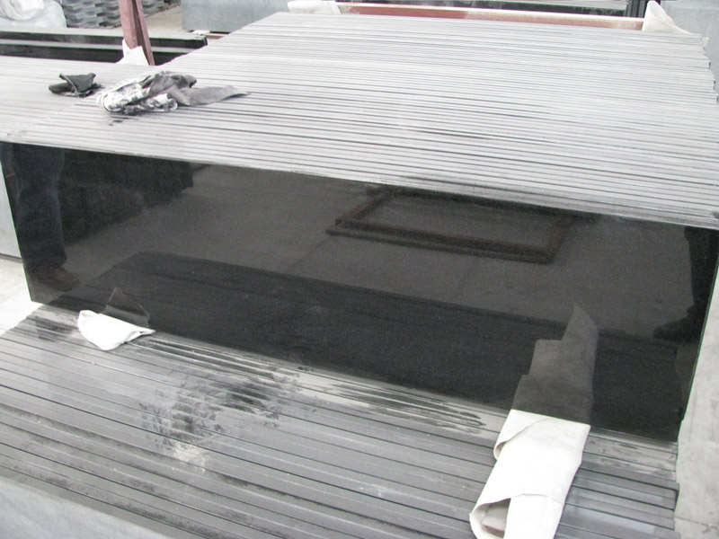 Shanxi Black Granite Slabs Monument Gravestone 180x60x3cm With edge polish for Iran country