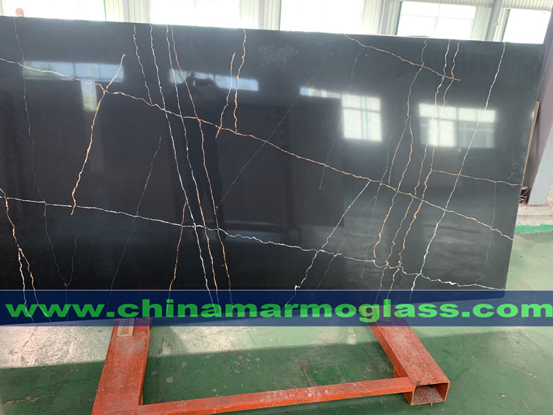 New Eternal Calacatta Black Quartz Slab with White Vein factory Price