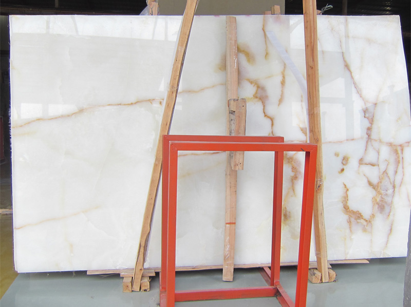 Backlit White Onyx Slabs And Tiles For Interior Decoration 