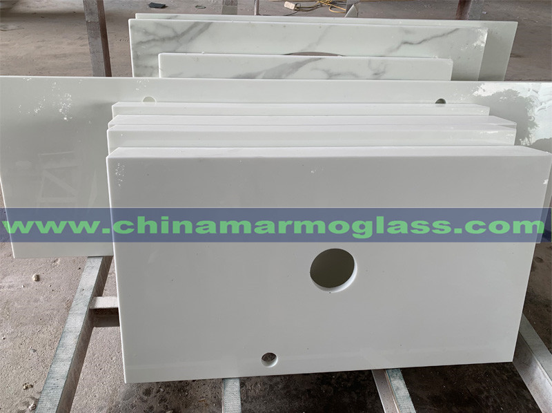 Prefab Artificial Nano Glass Countertop Nano White Glass Countertops