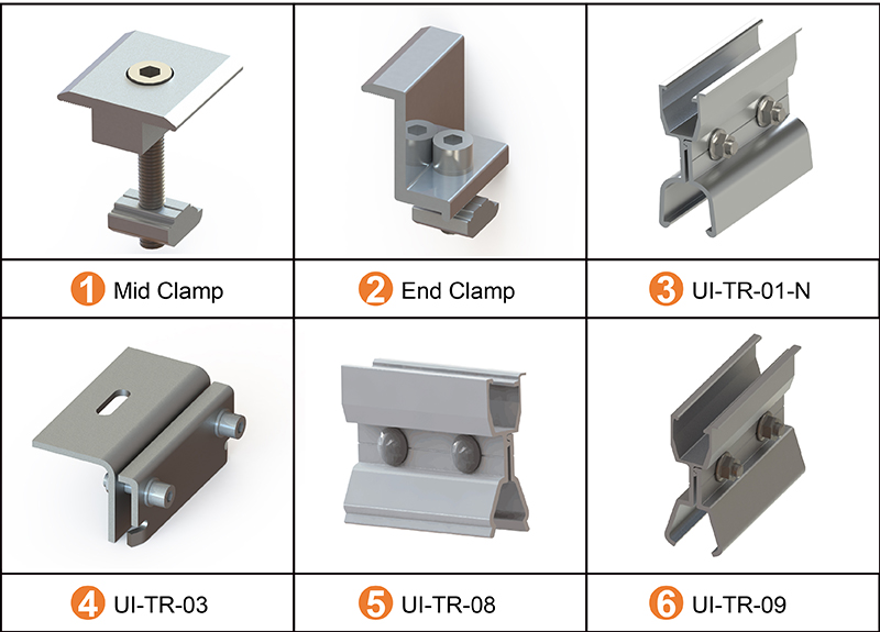 Middle clamp for soalr panel installation