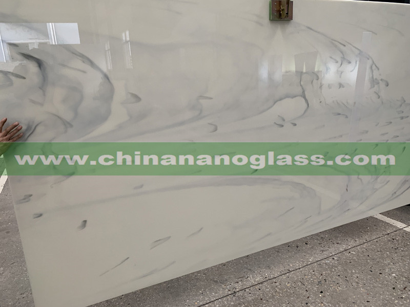 Carrara Nano Glass White Artificia Marble Crystal Glass Stone Slab