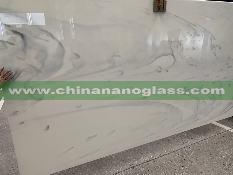 Carrara Nano Glass White Artificia Marble Crystal Glass Stone Slab Carrara Nano Glass White Artificia Marble Crystal Glass Stone Slab