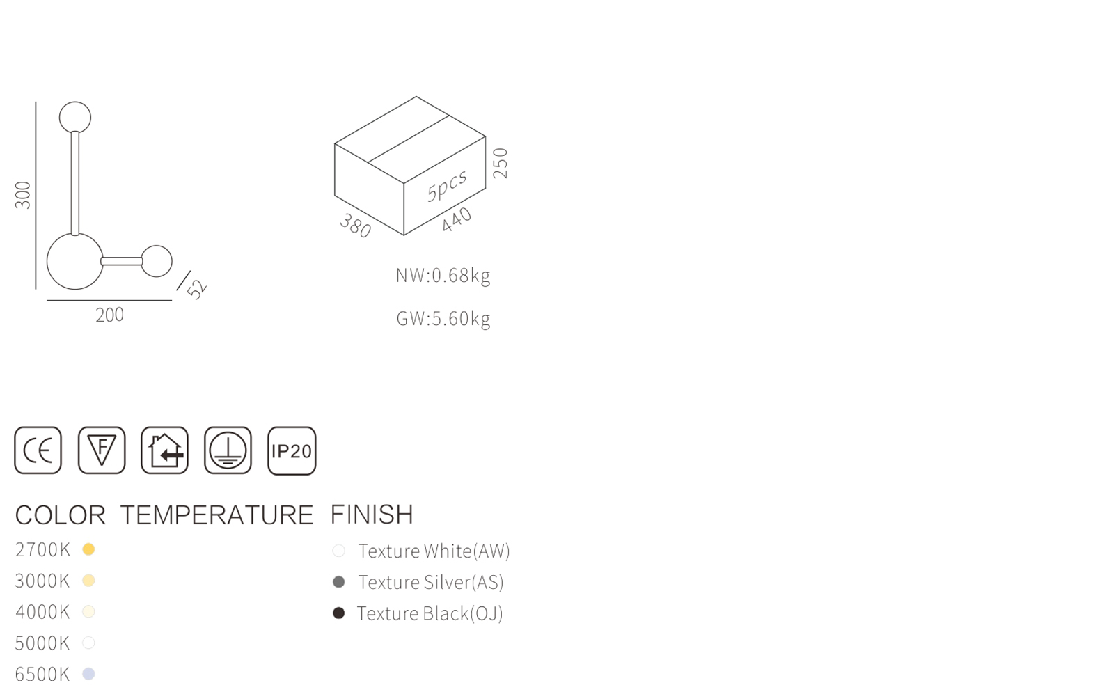 2*3W Double bar Led Wall Light