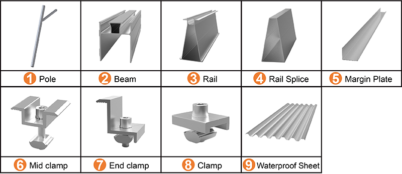 solar carport mount solution pole 