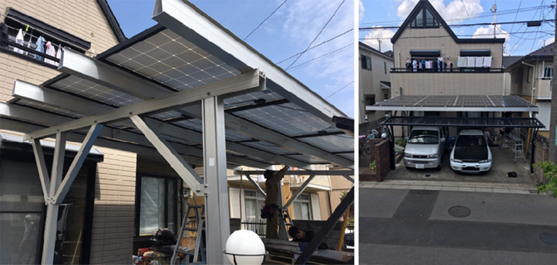 Solar panel poles carport mounting 